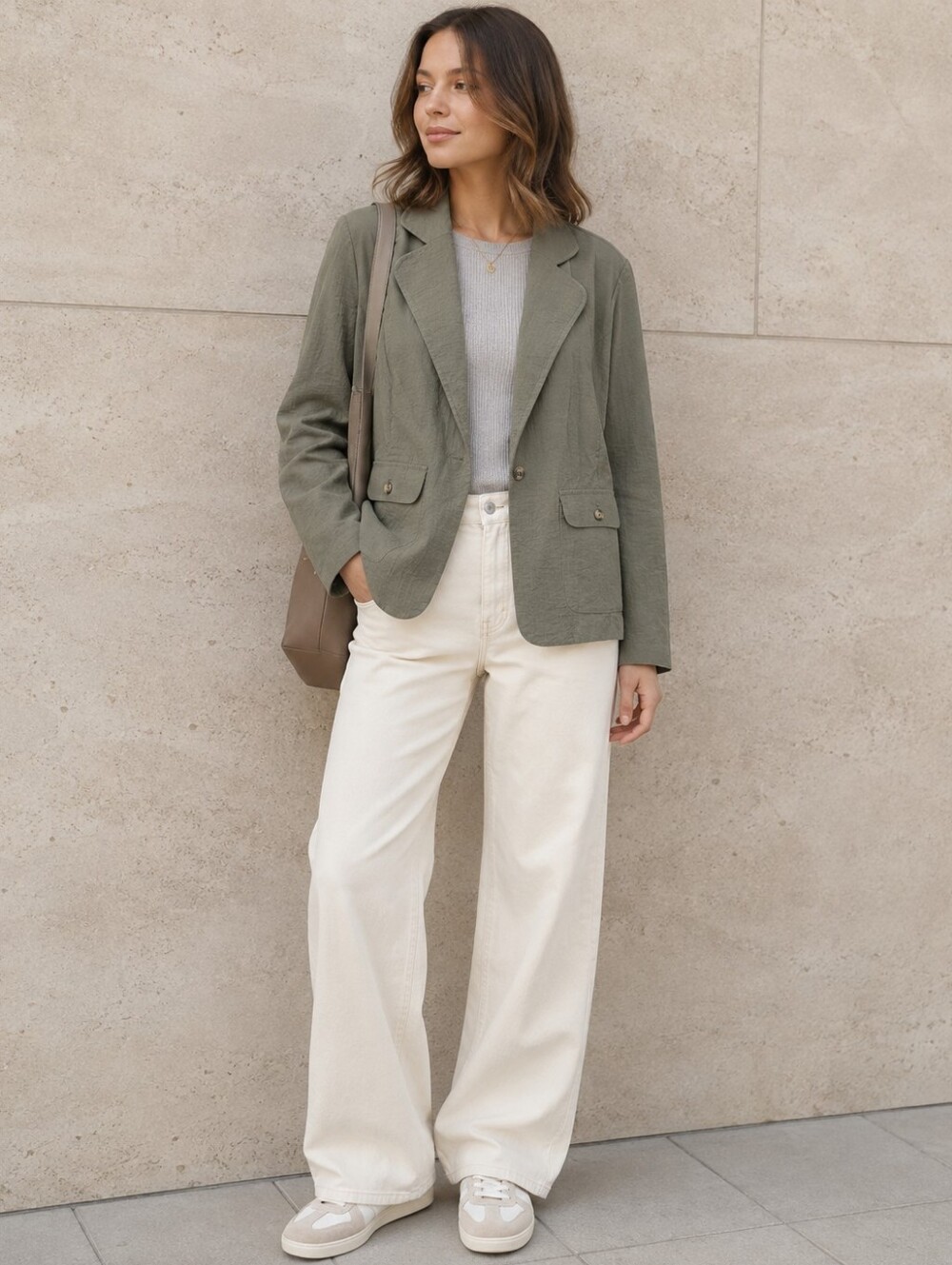Chico's Sage Green Textured Stretch Blazer Jacket Size 2 L US12